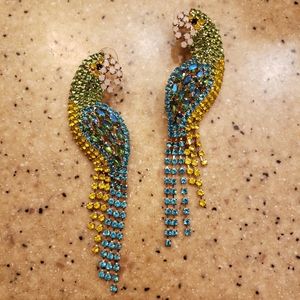 NWOT Pink Linen Parrot Earrings